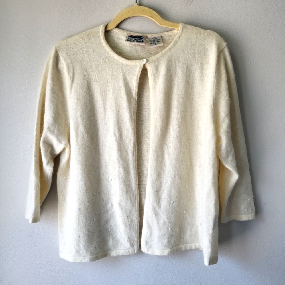 Northern Reflections Cream Angora Blend Ballet Core Fairy One Button Cardigan